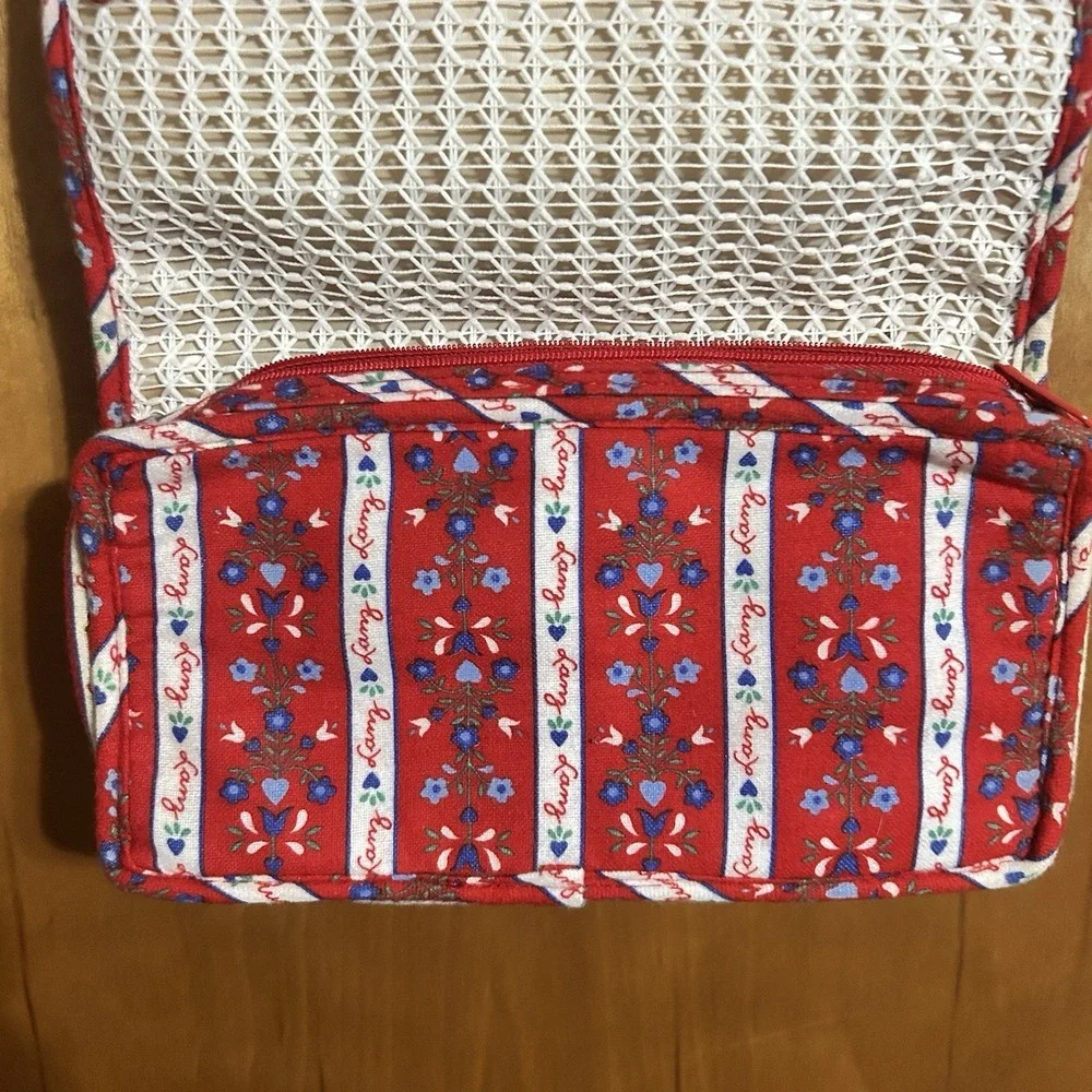 Vintage Lanz Cosmetic Toiletries Travel Bag Kit Floral Stripe Print